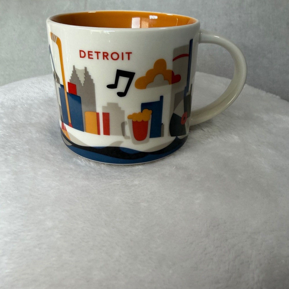 Starbucks You‎ Are Here Collection Detroit Skyline Mug Orange Interior